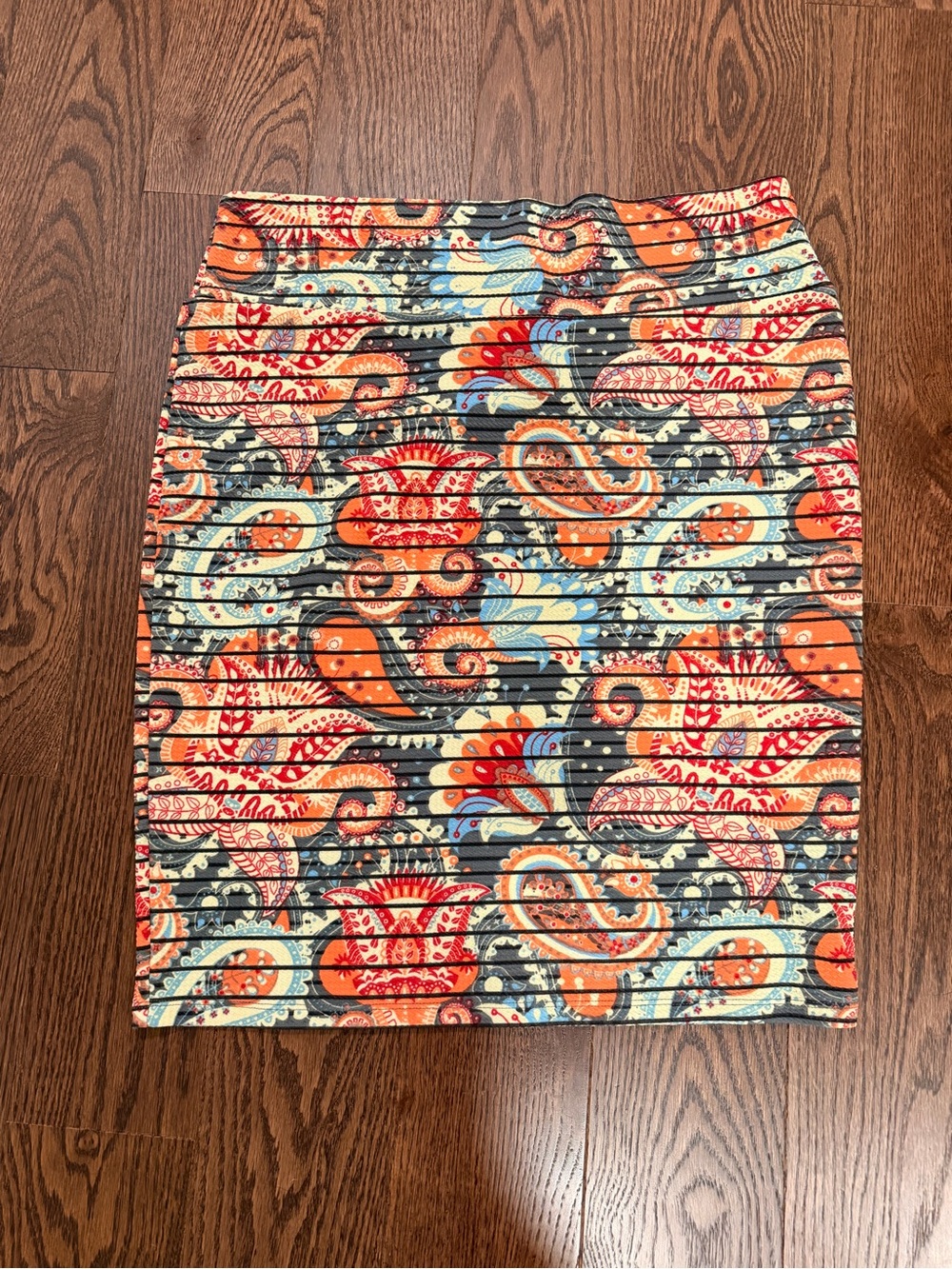 LuLaRoe Multicolor Paisley Pencil Skirt - Orange, Blue, Red
